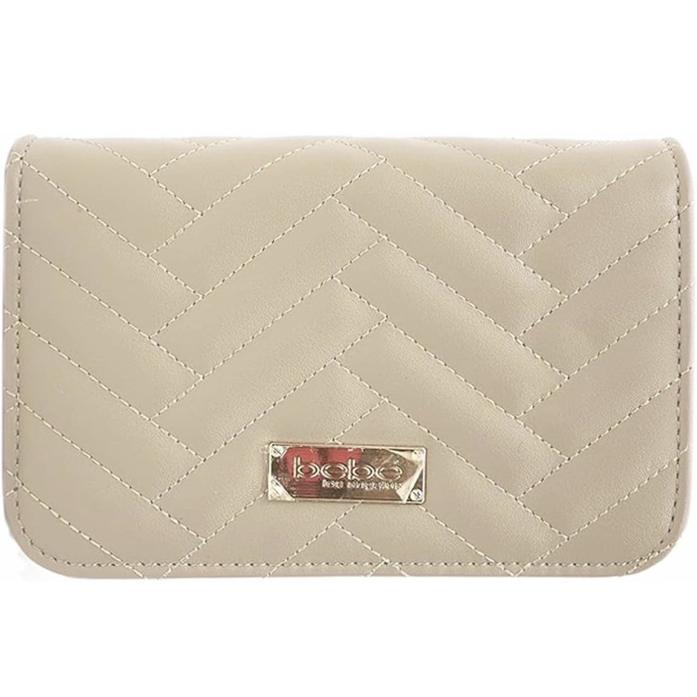 Bebe Los Angeles Sophia Crossbody Small Beige Quilted Bag Purse Chain‎ Strap NWT